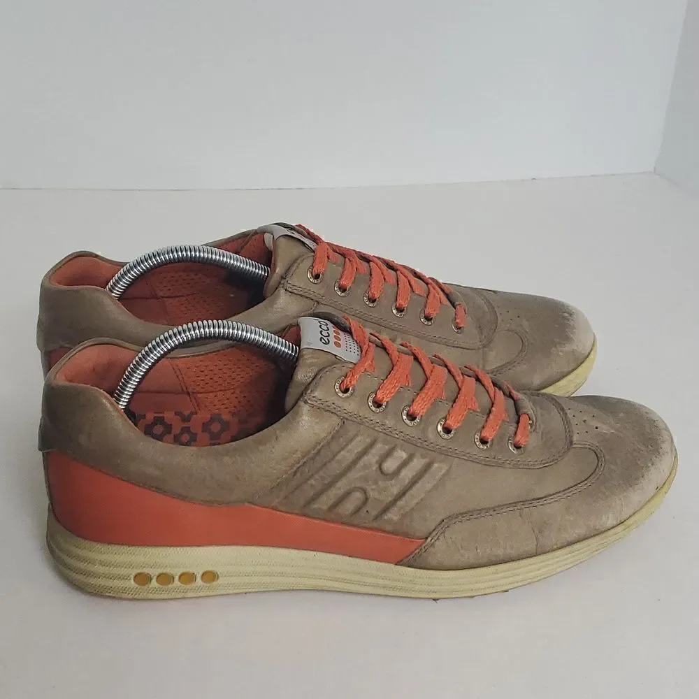 Ecco Hydromax Men's Leather Golf Shoes Tan Orange Size 44